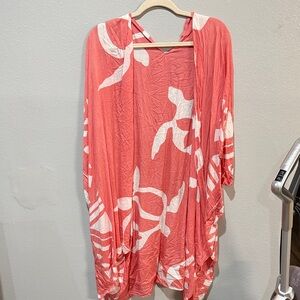 Coral and White Women's Swim Cover-Up